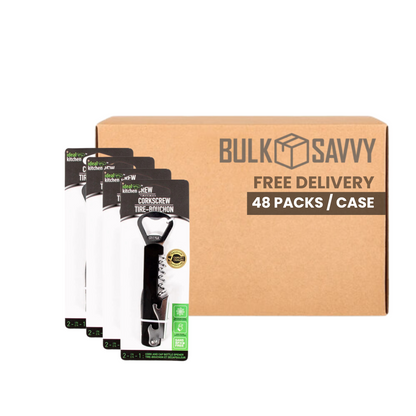 Bulk Order: Ideal Kitchen Stainless Steel Corkscrew - (24 Packs per Case)