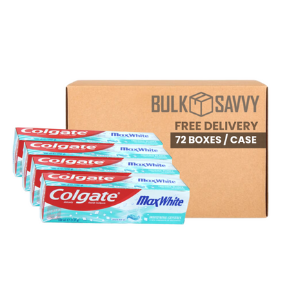 Bulk Order: Colgate MaxWhite Toothpaste Crystal Mint Gel, 100ML (137g) 4.8oz - (72 Boxes per Case)