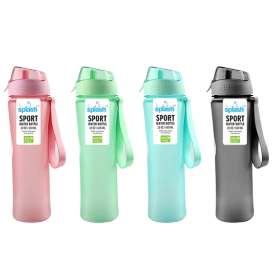 Bulk Order: 96 COUNT, Splash Sport Bottle, 22oz - (24 bottles with 4 colors per case)