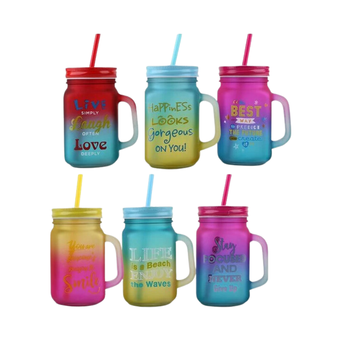 Bulk Order: Splash Inspirational Mason Jar with Straw, 15.2oz - (24 Jars per case)