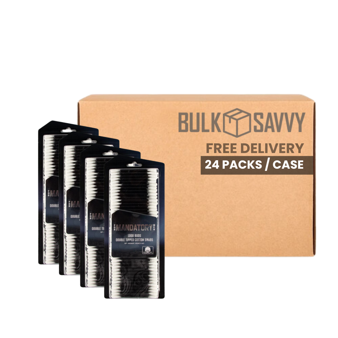 Bulk Order: Mandatory Cotton Swabs Black Plastic Stick, 500CT - (24 Packs per Case)