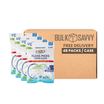 Bulk Order: Oral Fusion Floss Picks - (48 Packs of 150 floss picks per Case)