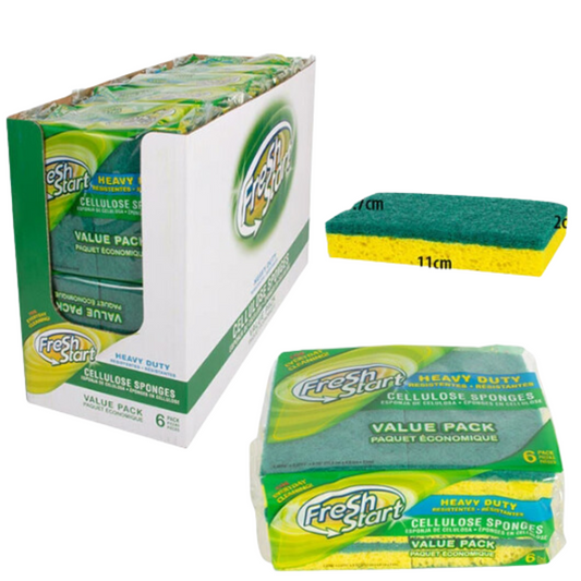 Bulk Order: 60 COUNT,  Fresh Start Heavy Duty Sponge - (10 boxes of 6 sponges per case)