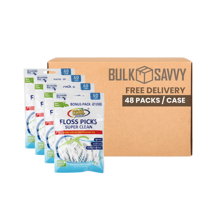 Bulk Order: Oral Fusion Floss Picks - (48 Packs of 60 floss picks per Case)