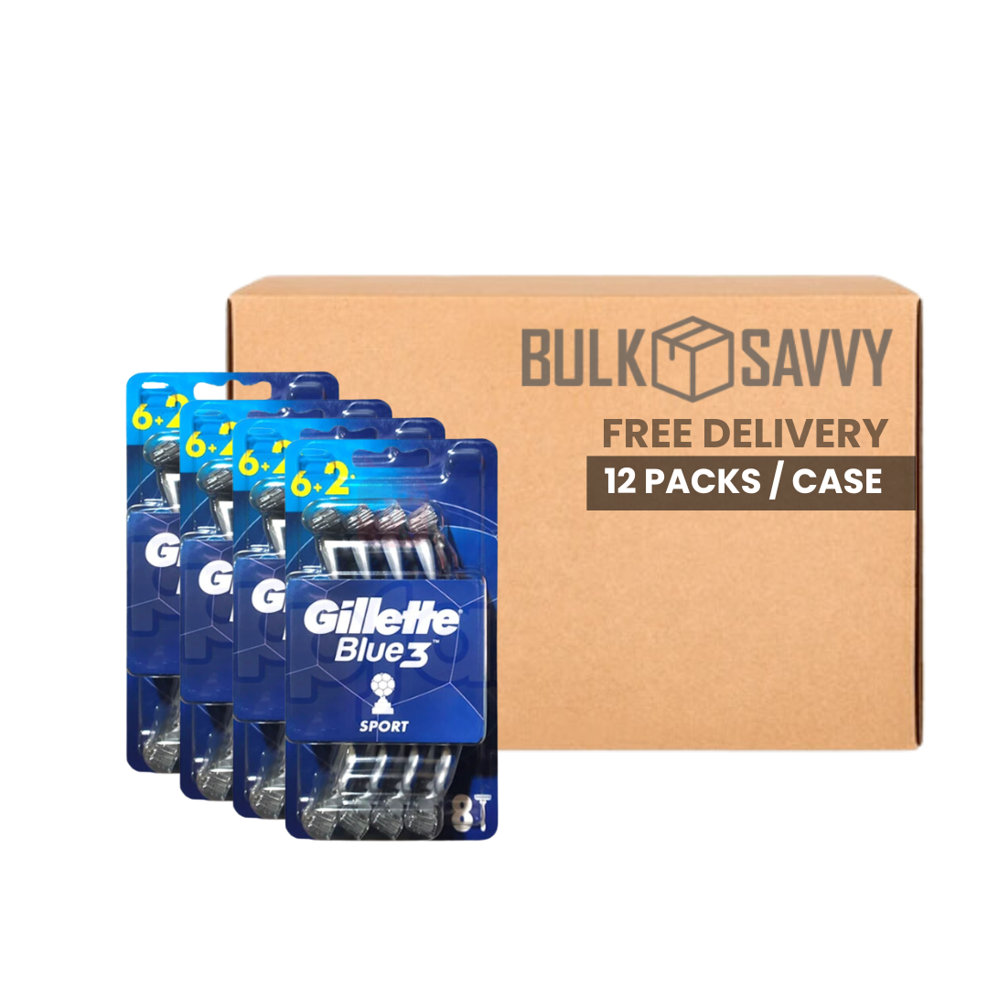 Bulk Order: Gillette Blue 3 Razor Sport, 8CT - (12 Packs per Case)