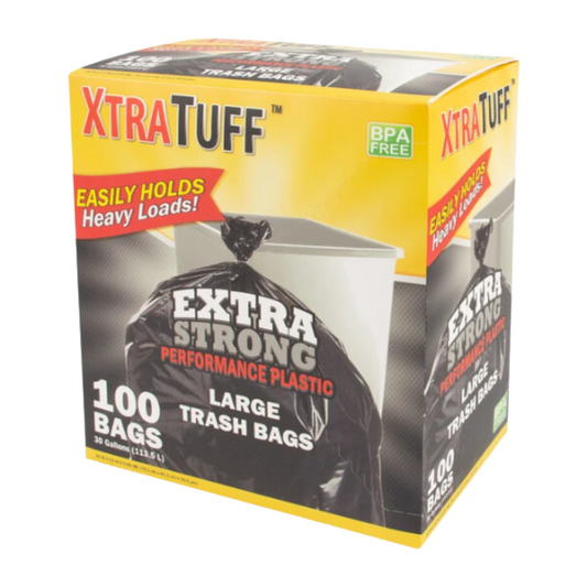 Bulk Order: 600 COUNT, XtraTuff Trash Bag Box 30 Gallon - (6 Boxes of 100 bags per case)