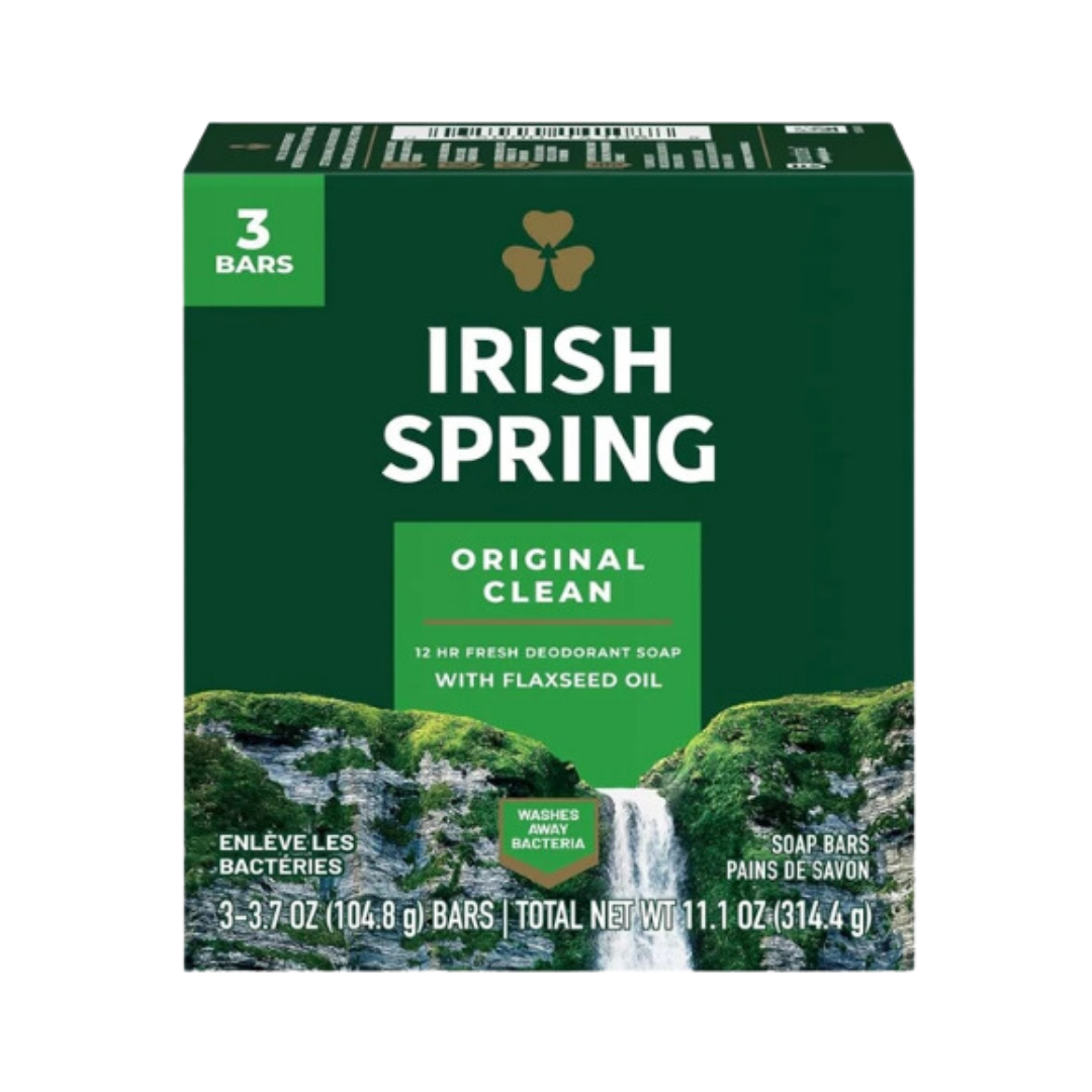 Bulk Order: Irish Spring Bar Soap Original Clean, 3.75oz, 3pack - (18 Boxes per Case)