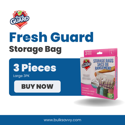 Bulk Order: 72 COUNT, Fresh Guard Storage Bag Large - (24 boxes of 3 bags per case)