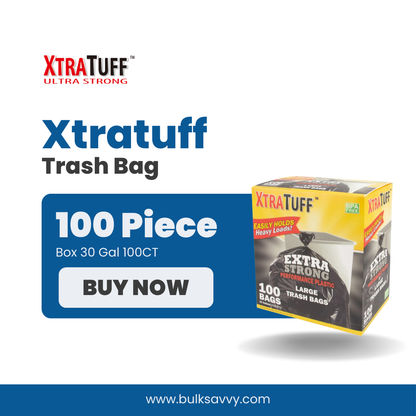 Bulk Order: 600 COUNT, XtraTuff Trash Bag Box 30 Gallon - (6 Boxes of 100 bags per case)