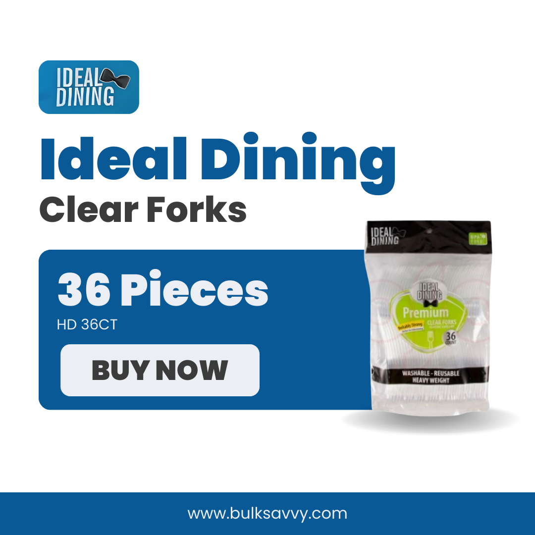 Bulk Order: 864 COUNT, Ideal Dining HD Clear Forks- (24 packs with 36 pieces of forks per case)