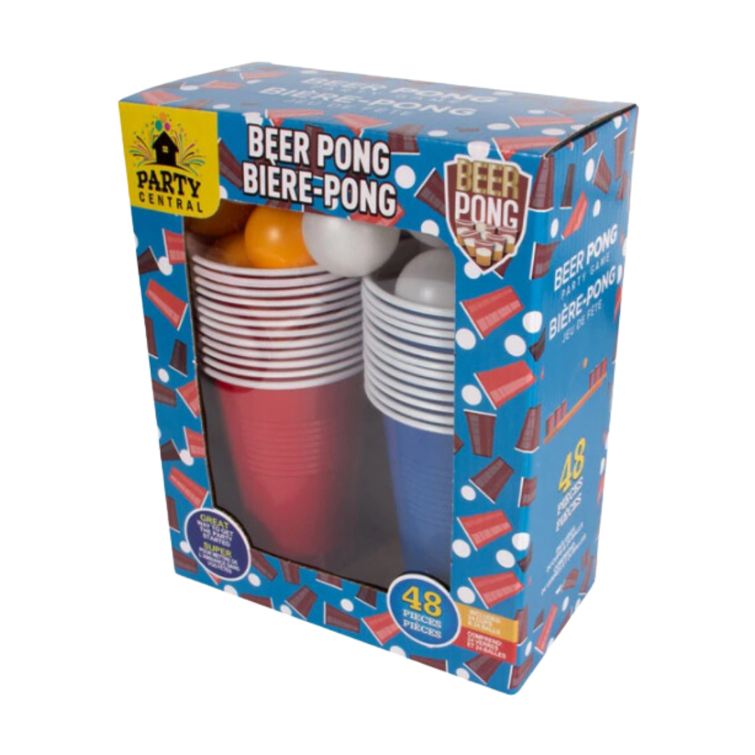 Bulk Order: Party Central Recreational Ping Pong Balls & Cups, 48pk 24+24 - (12 Packs per Case)