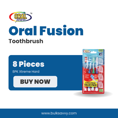 Bulk Order: 192 COUNT, Oral Fusion Toothbrush Xtreme Hard - (48 packs of 4 toothbrushes per case)