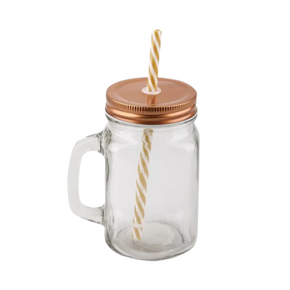 Bulk Order: Splash Mason Jar Glass, 450ml, Rose Gold - (24 Jars per case)