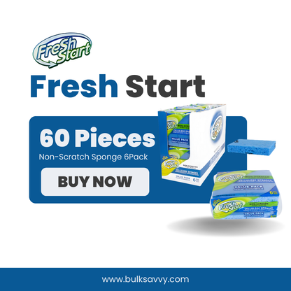 Bulk Order: 60 COUNT, Fresh Start Non-Scratch Sponge - (10 boxes of 6 sponges per case)