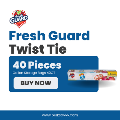 Bulk Order: 960 COUNT, Fresh Guard Twist Tie Gallon Storage Bags - (24 boxes of 40 bags per case)