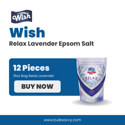 Bulk Order: Wish Epsom Salt 16oz Bag Relax Lavender - (12 Bags of per case)