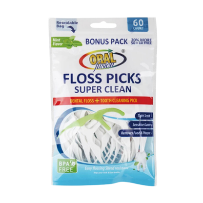 Bulk Order: Oral Fusion Floss Picks - (48 Packs of 60 floss picks per Case)