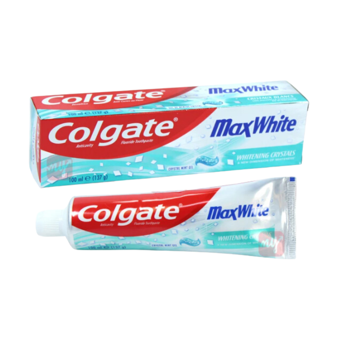 Bulk Order: Colgate MaxWhite Toothpaste Crystal Mint Gel, 100ML (137g) 4.8oz - (72 Boxes per Case)