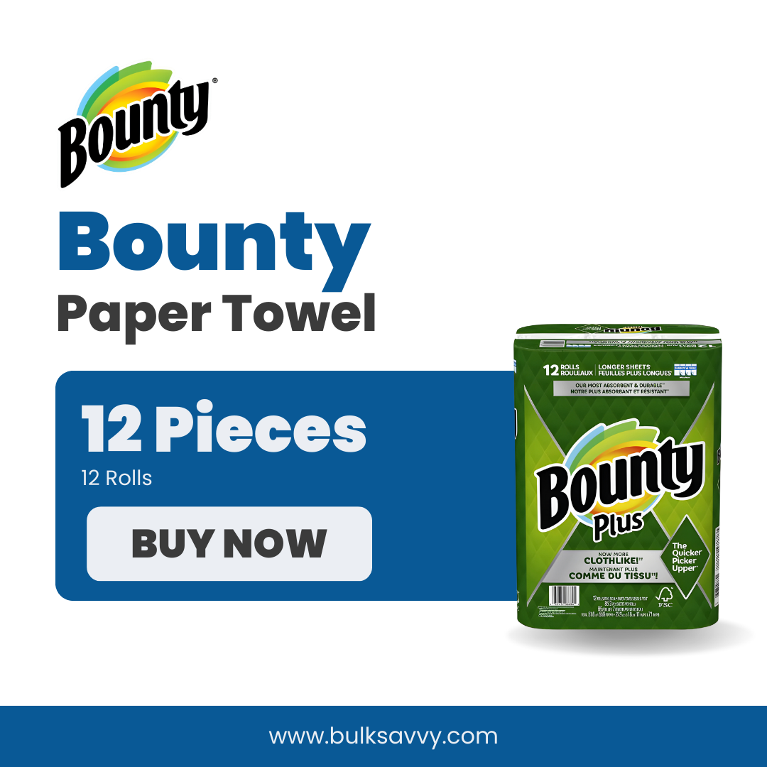 Bulk Order: Bounty Plus A-Size White Long Cloth 2-Ply (12 Rolls of 86 Sheets )