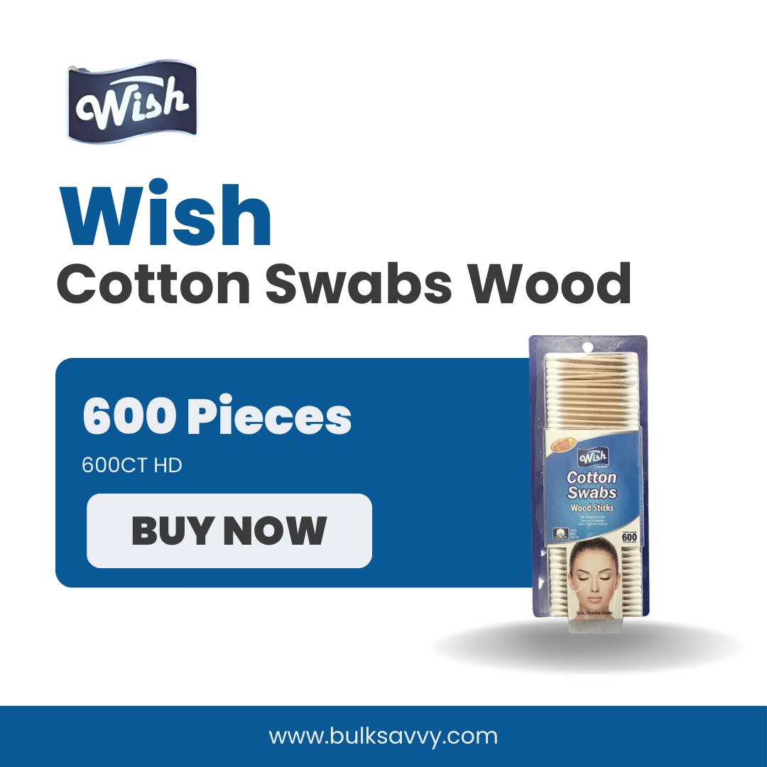 Bulk Order: Wish Cotton Swabs Wood - (24 Boxes of 600 swabs each per case)