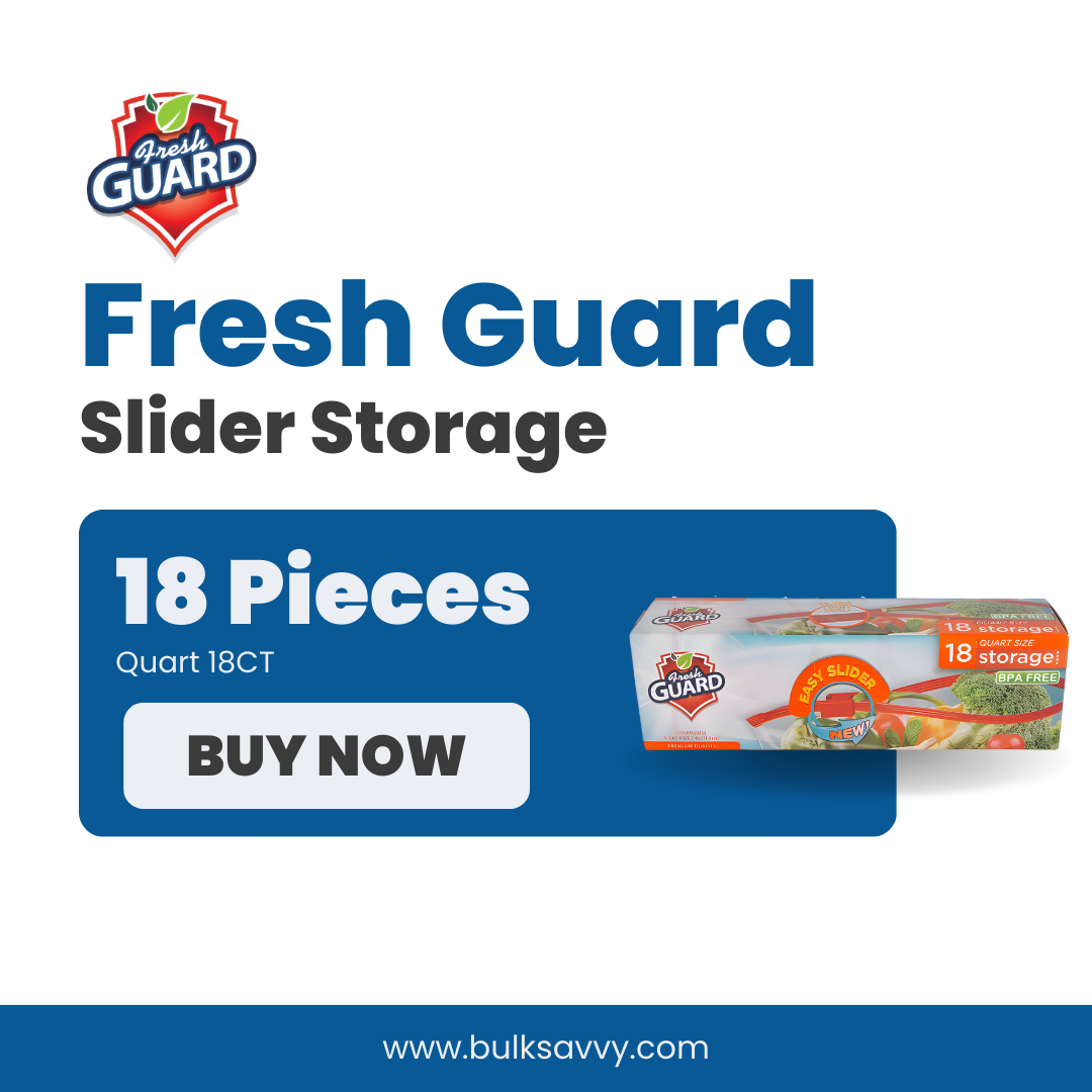 Bulk Order: 432 COUNT,  Fresh Guard Slider Storage Quart - (24 boxes of 18 bags  per case)