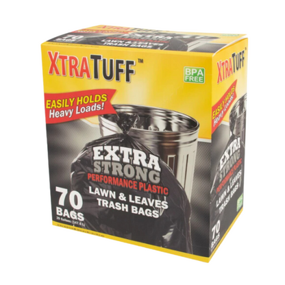 Bulk Order: 420 COUNT, XtraTuff Heavy Duty Extra Strong Large Trash Bag Box 39 Gallon - (6 boxes of 70 bags per case)