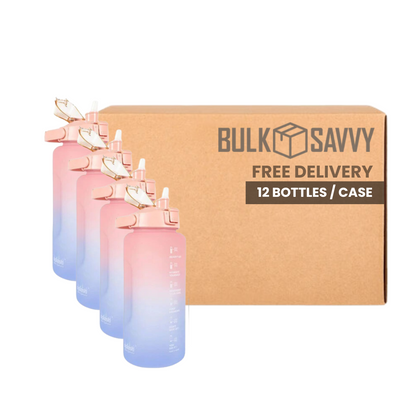 Bulk Order: Splash Flip Cap with Lock & Handle, Rainbow Plastic Bottle, 67.6oz - (12 Bottles per case)