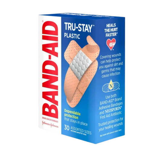 Bulk Order: 720 COUNT, Band Aid Tru-Stay Plastic Bandages - (24 Boxes of 30 Bandages  per case)