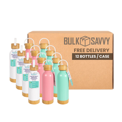 Bulk Order: 144 COUNT, Splash Bottle - Stainless Steel, 13.5oz, ( 12 per packs with 12 pieces bottle per case)