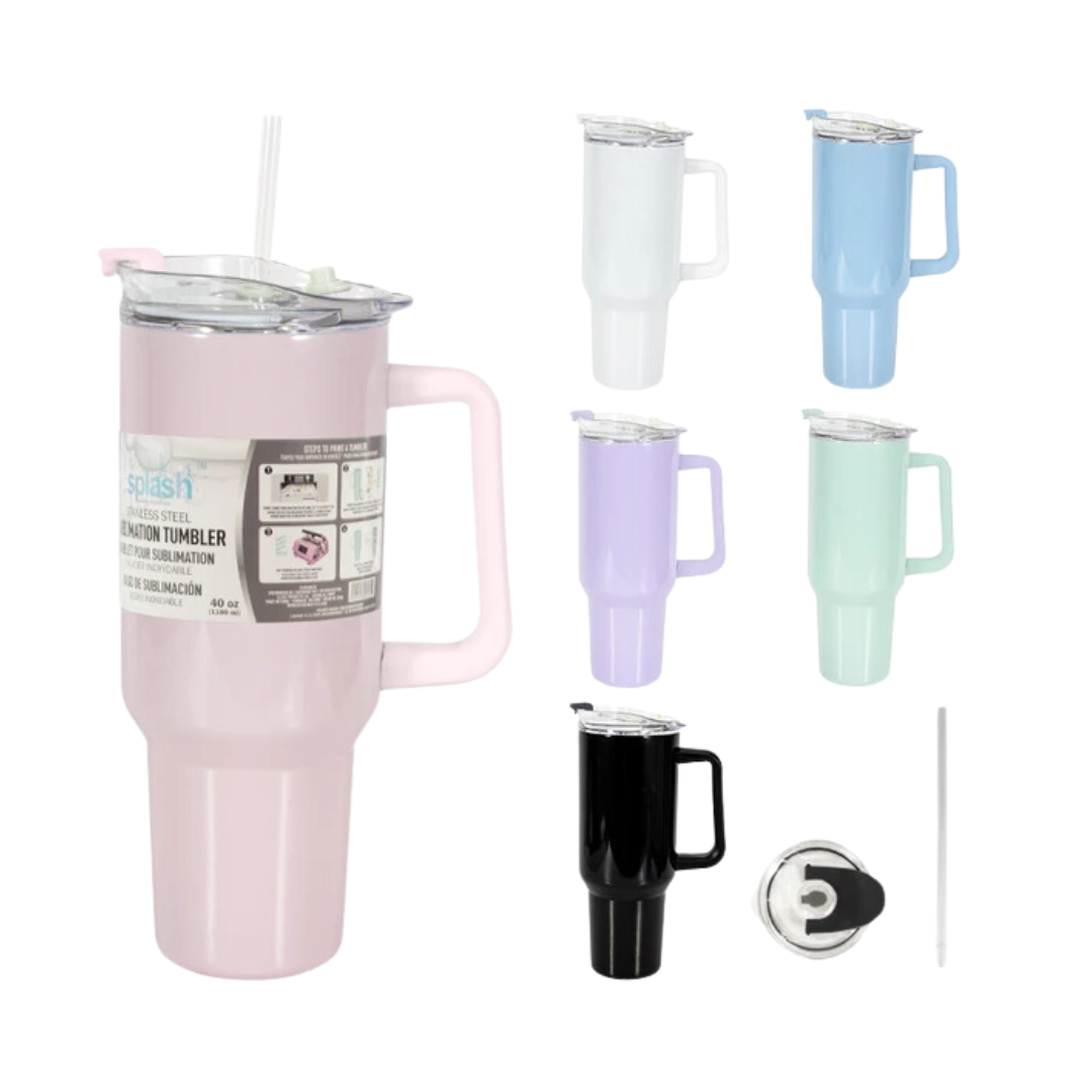 Bulk Order: 12  COUNT, Splash Bottle - Stainless Steel Travel Mug, 40oz - (12 mugs per case)