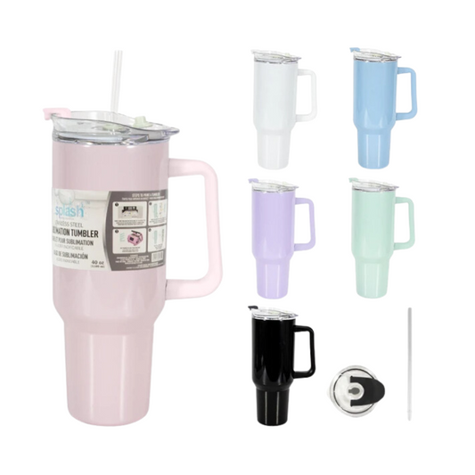 Bulk Order: 12  COUNT, Splash Bottle - Stainless Steel Travel Mug, 40oz - (12 mugs per case)