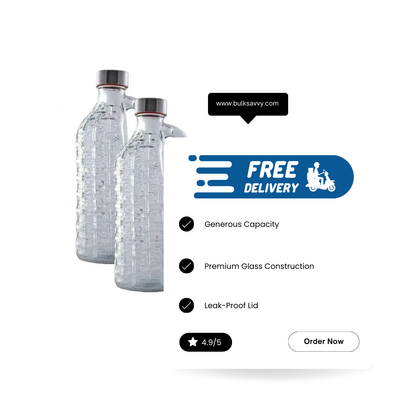 Bulk Order: Splash Glass Water Bottle, 33.8oz - (12 Bottles per case)