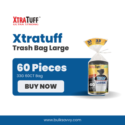 Bulk Order: XtraTuff Trash Bag Large, 33G 60CT - (12 Packs per Case)