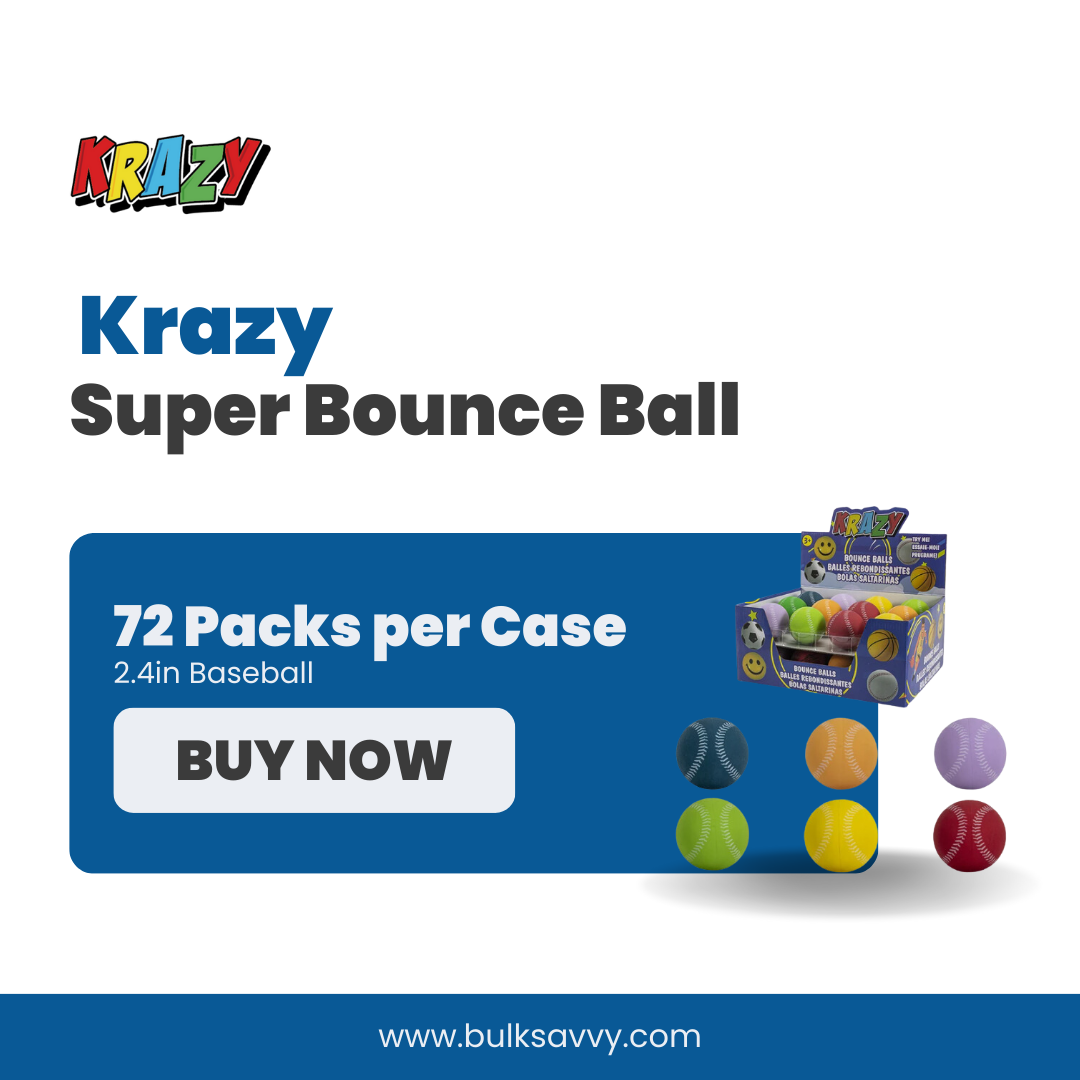 Bulk Order: Krazy Super Bounce Ball Baseball, 2.4in - (72 Packs per Case)