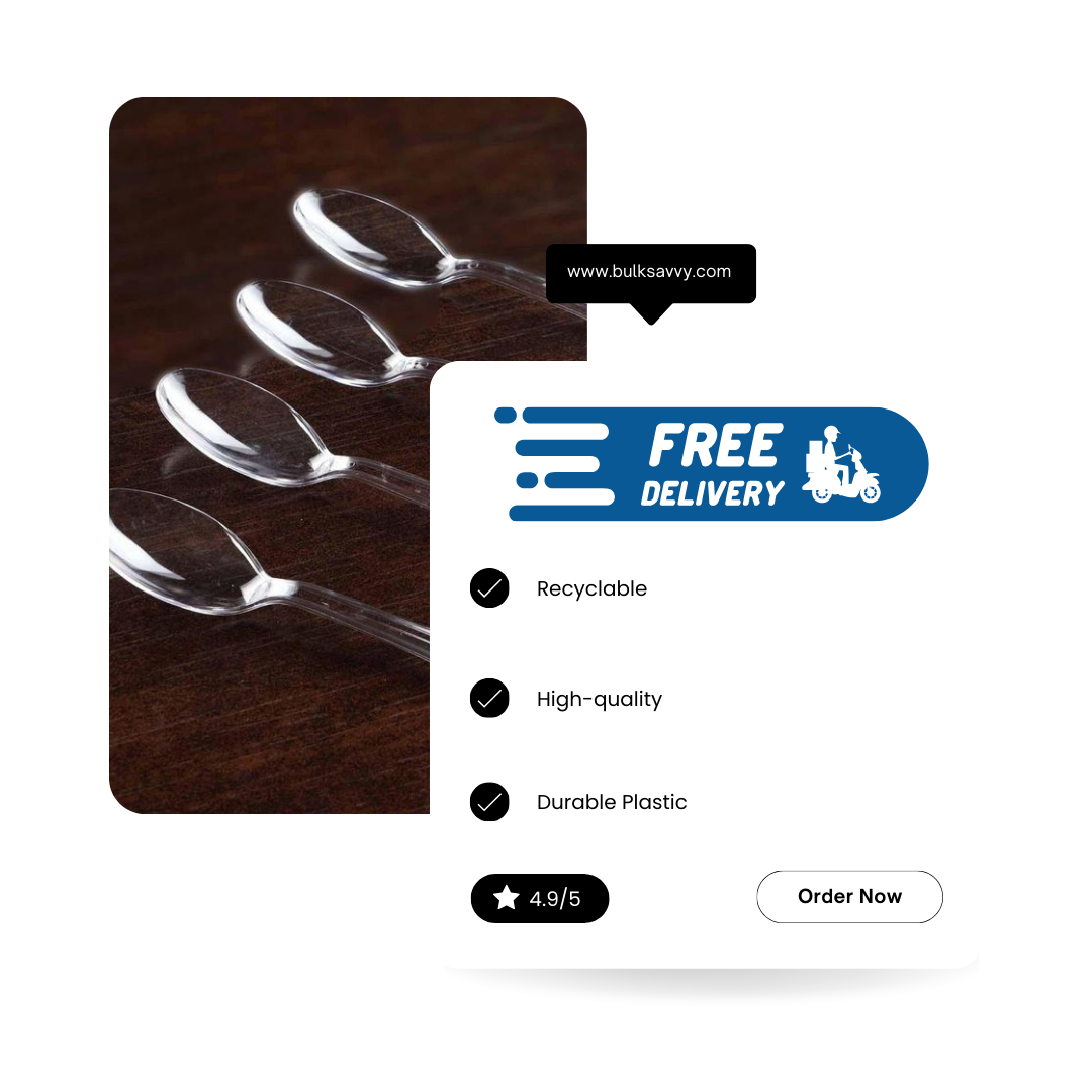 Bulk Order: 864 COUNT, Ideal Dining HD Clear Spoons - (24 packs of 36 pieces of spoons per case)