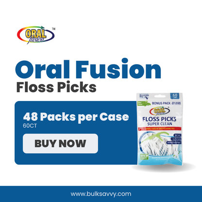 Bulk Order: Oral Fusion Floss Picks - (48 Packs of 60 floss picks per Case)