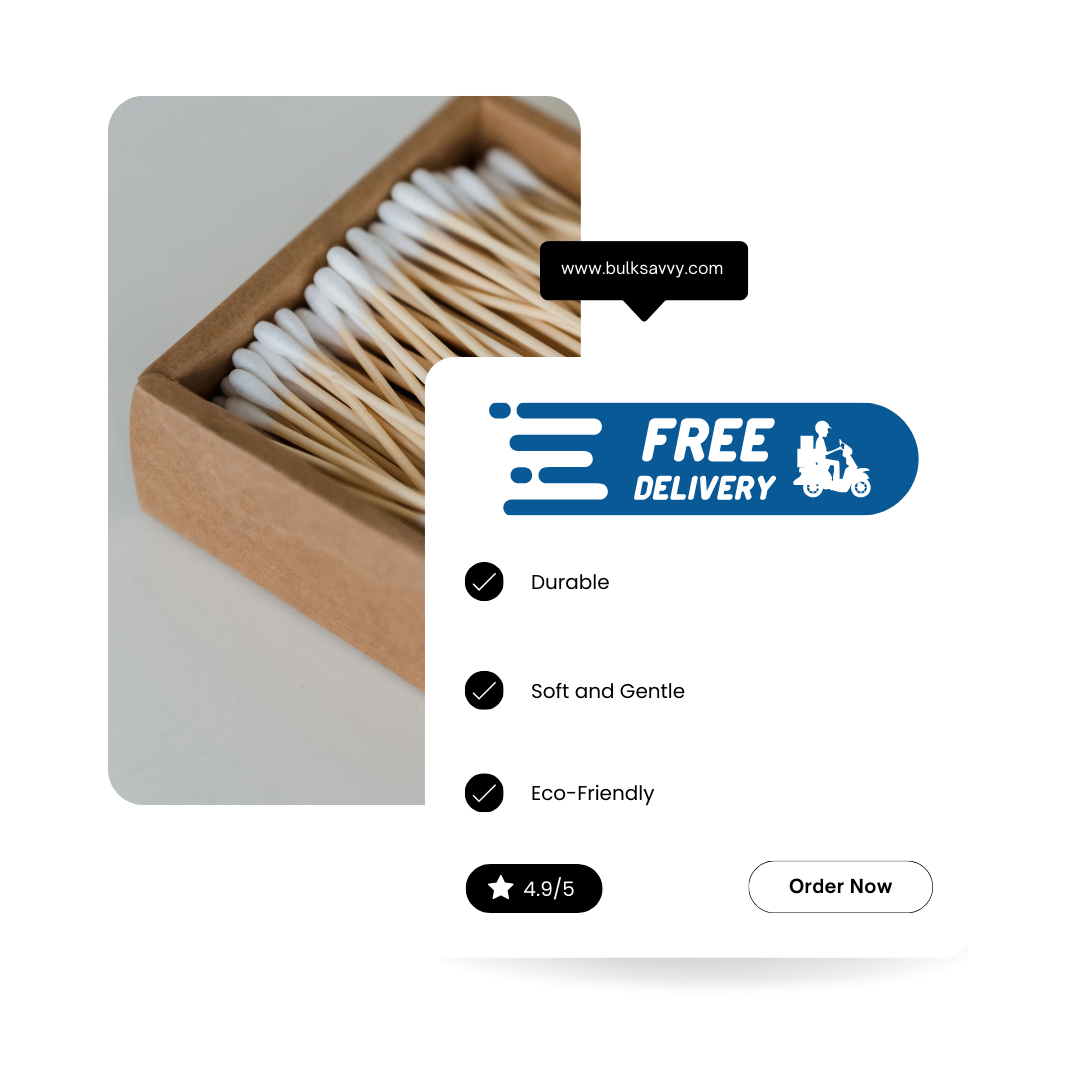 Bulk Order: Wish Cotton Swabs Wood - (24 Boxes of 600 swabs each per case)