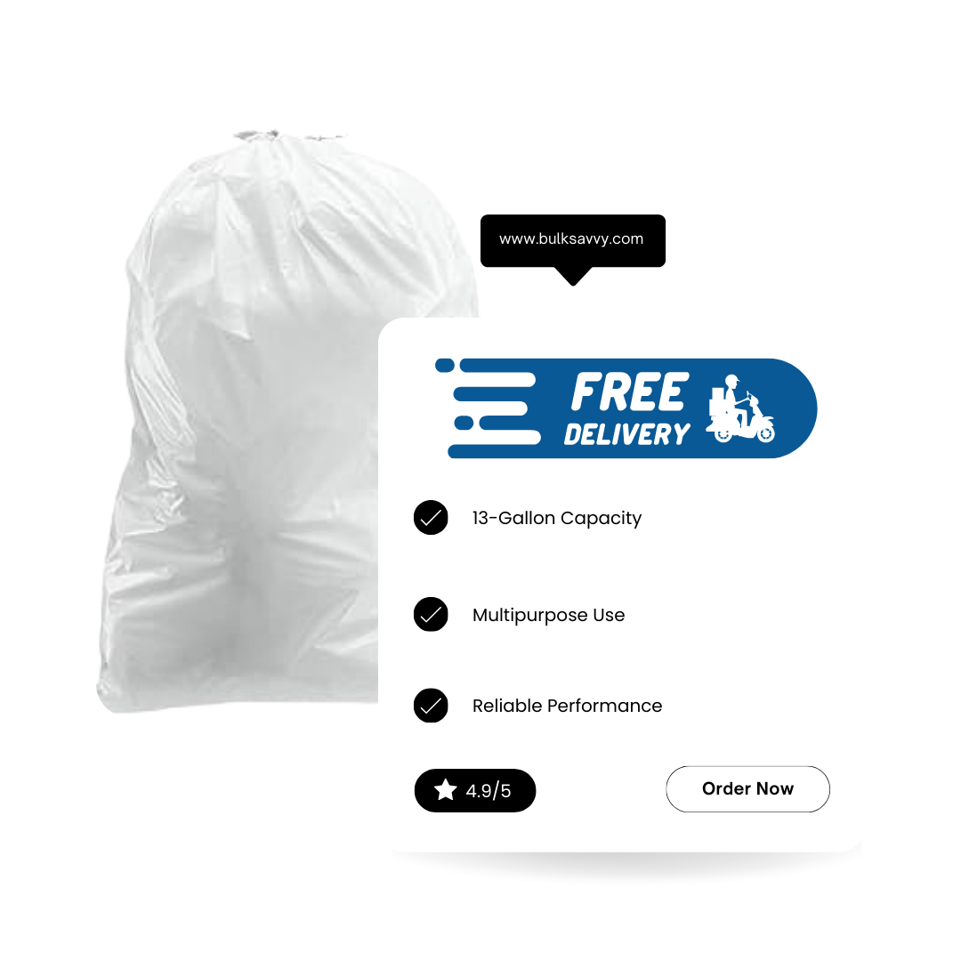 Bulk Order: 1560 COUNT, XtraTuff Trash Bag Kitchen White 13G - (12 Rolls of 130 bags per case)