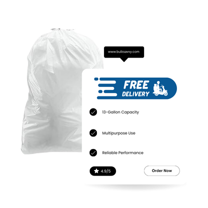 Bulk Order: 1560 COUNT, XtraTuff Trash Bag Kitchen White 13G - (12 Rolls of 130 bags per case)