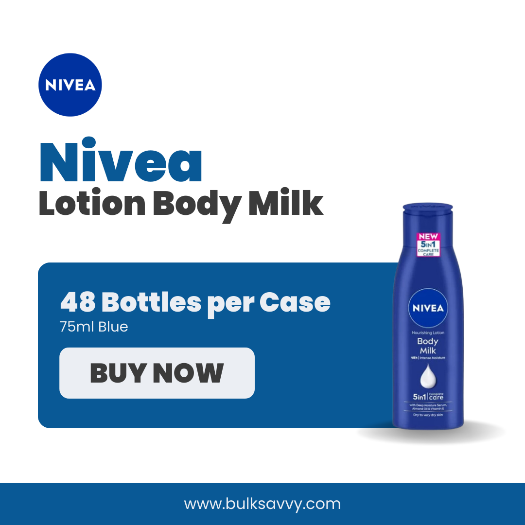 Bulk Order: Nivea Lotion Blue Body Milk, 75ml - (48 Bottles per Case)