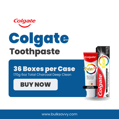 Bulk Order: Colgate Toothpaste Total Charcoal Deep Clean, 170g 6oz - (36 Boxes per Case)