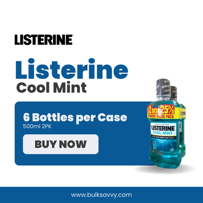 Bulk Order: Listerine Cool Mint 2 pack, 500ml - (6 Bottles per Case)