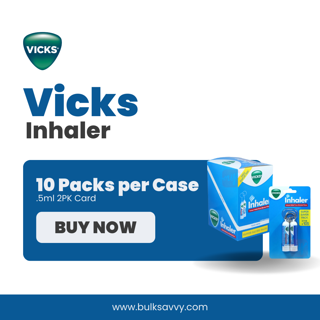 Bulk Order: Vicks Inhaler, 0.5ml Card - (36 Boxes of 2 Inhaler per Case)