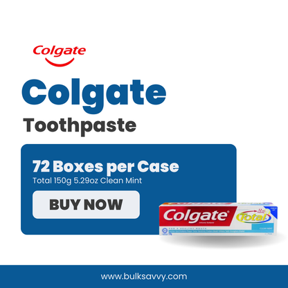 Bulk Order: Colgate Toothpaste Total Clean Mint, 150g 5.29oz - (72 Boxes per Case)