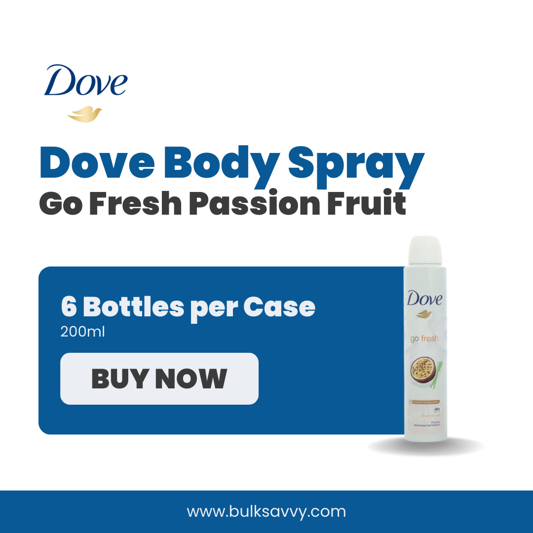 Bulk Order: Dove Body Spray Go Fresh Passion Fruit, 200ml - (6 Bottles per Case)