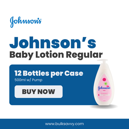 Bulk Order: Johnson’s Baby Lotion Regular w/ Pump, 500ML - (12 Bottles per Case)