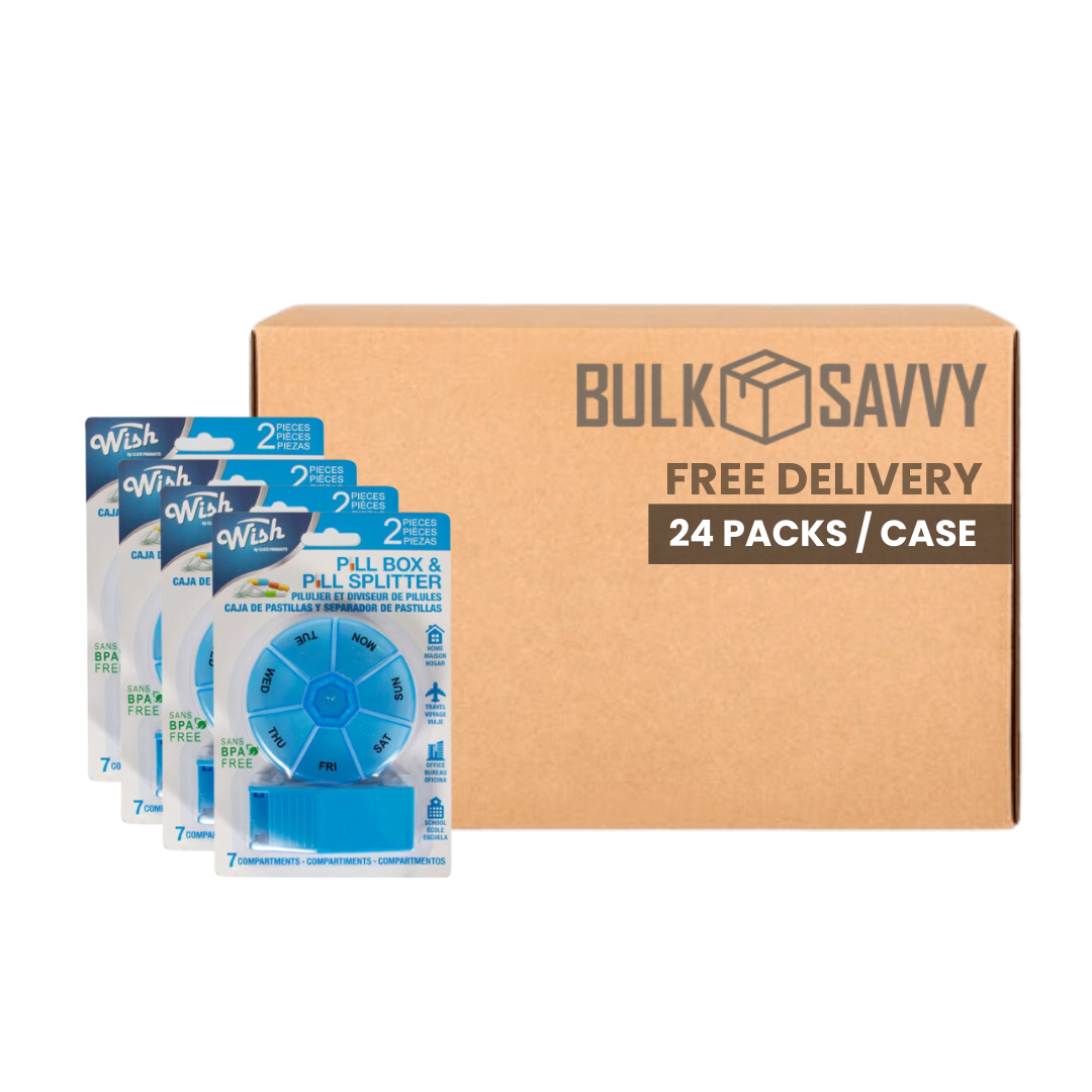 Bulk Order: Wish Pill Box Weekly w/ Pill Cutter Set - (24 Boxes per Case)