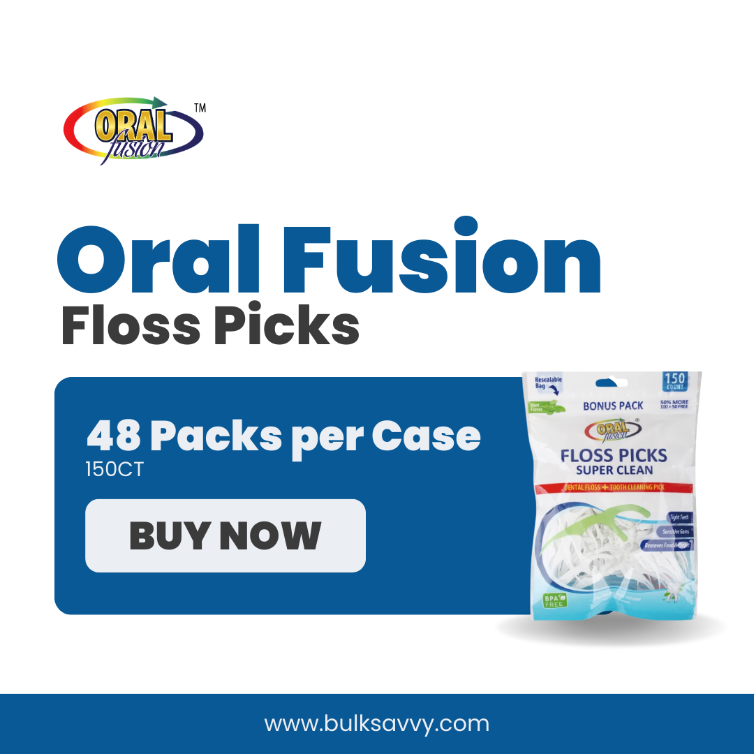 Bulk Order: Oral Fusion Floss Picks - (48 Packs of 150 floss picks per Case)