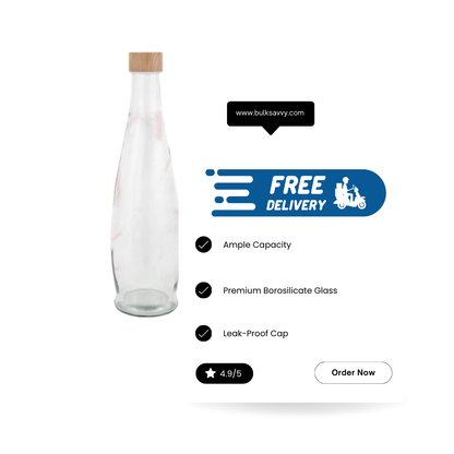 Bulk Order: Splash Glass Water Bottle, 33.47oz - (12 Bottles per case)