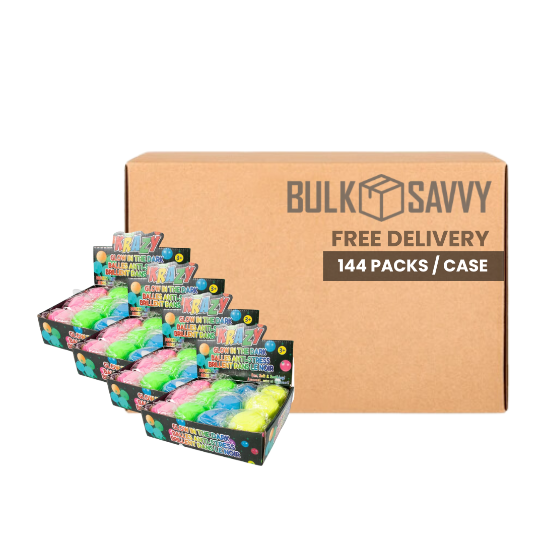 Bulk Order: Krazy Squishy Ball Glow in Dark, 7cm - (144 Packs per Case)